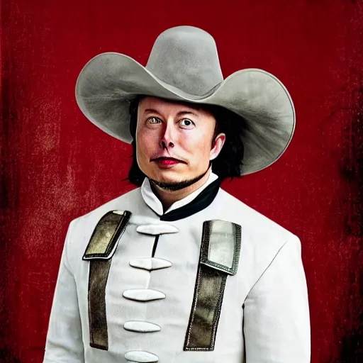 Image similar to elon musk as a musketeer, he has a big hat and holds a shiny sword