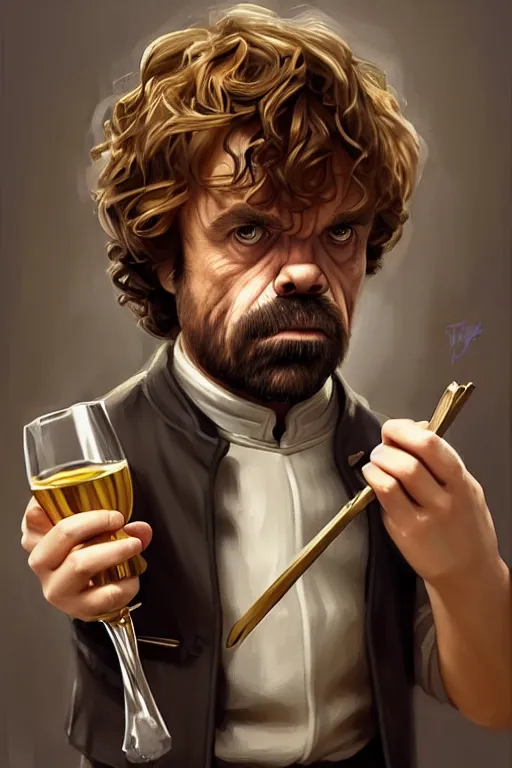 Image similar to tyrion lannister working in a winery, animation pixar style, by magali villeneuve, artgerm, jeremy lipkin and michael garmash, rob rey and kentaro miura style, golden ratio, trending on art station