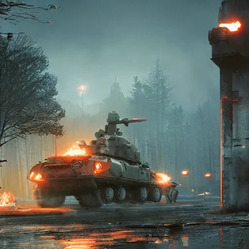 Image similar to battlefield 4 by simon stalenhag and robbert sammelin and eric persson and, 4 k, hdr, tonemapping, detailed, atmospheric, majestical lighting