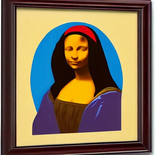 Image similar to an Afro American girl as Mona Lisa by Jacob Lawrence