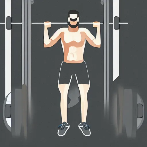 Image similar to a guy is working out at the gym, he falls a sleep, dramatic , digital painting