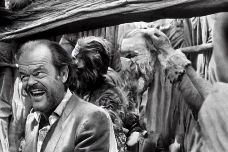 Image similar to Jack Nicholson entering Noah's Ark