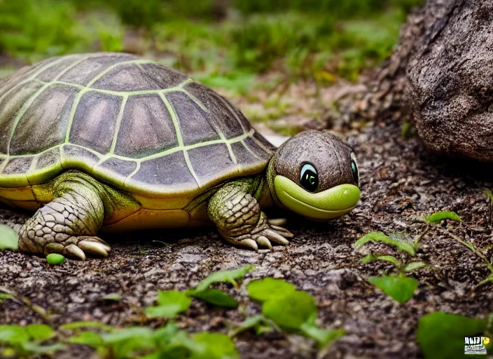 Image similar to national geographic wildlife photo of real life yoshi yoshi in real life in the wild, dinosaur turtle, 8 k, 8 5 mm f 5. 6