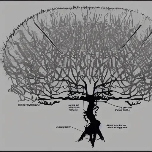 Image similar to blueprint of a robotic tree