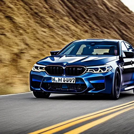 Image similar to “2018 BMW M5 Brochure photo, cinematic, 4K, ultra realistic”