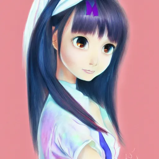 Image similar to a perfect, realistic professional digital sketch of a Japanese J-Pop idol girl in style of Pixar, by pen and watercolor, by a professional Chinese Korean artist on ArtStation, on high-quality paper