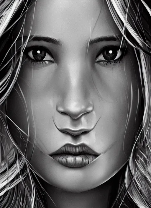 Image similar to up close portrait of a beautiful woman in black and white, art by diego fazio and diegoKoi and oscar Ukono, concept art, sharp focus, artgerm, 8k highly detailed