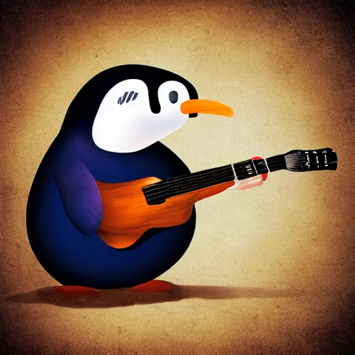 Prompt: pingu playing guitar, music festival, photorealistic