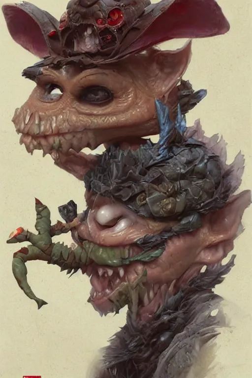 Prompt: portrait of the cork goblin herald wearing gluey cap by artgerm and Craig Mullins, James Jean, Andrey Ryabovichev, Mark Simonetti and Peter Morbacher 16k