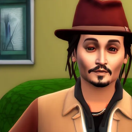 Image similar to Johnny Depp in the Sims 4