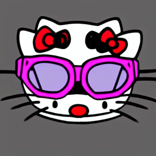 Image similar to hello kitty wearing cinema goggles, digital art