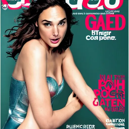 Image similar to gal gadot lizard obese, covier of a female magazine