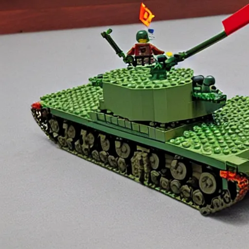 Image similar to Tank man at tiananmen square lego set