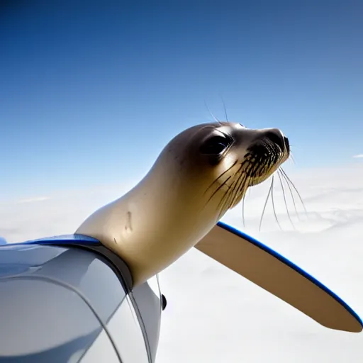 Prompt: a seal on a hand glider, 4 k, highly detailed