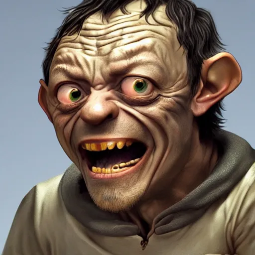 Image similar to matteo salvini as gollum from lord of the rings, artstation, highly detailed, digital art