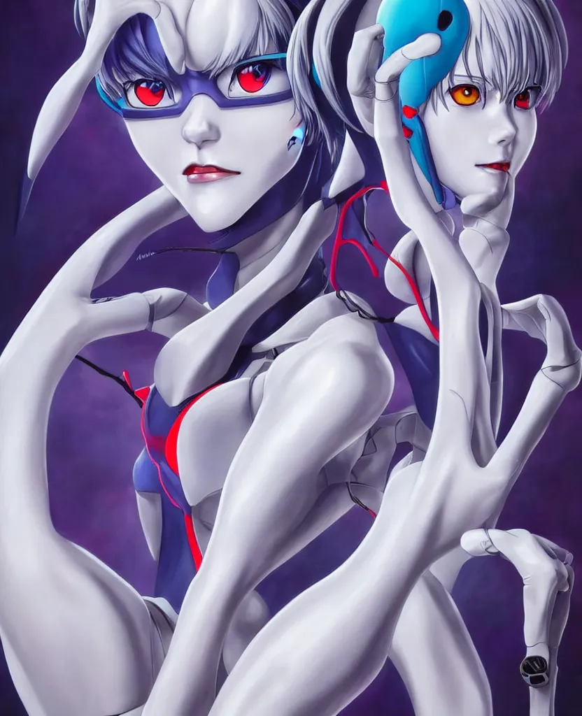 Prompt: neon genesis evangelion, rei ayanami by artgerm and ernt haeckel, trending on artstation