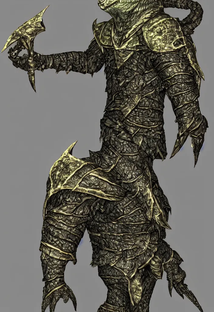 Prompt: argonian character skyrim, armor