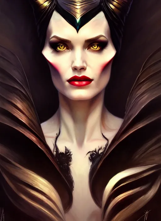 Image similar to maleficent, amber eyes, face, long hair, fantasy, intricate, elegant, highly detailed, digital painting, artstation, concept art, smooth, sharp focus, illustration, art by artgerm and greg rutkowski and alphonse mucha