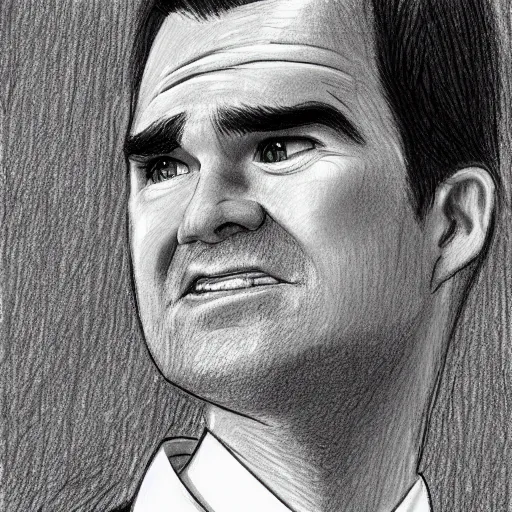 Image similar to close up of jimmy carr paying his tax return, pencil sketch caricature