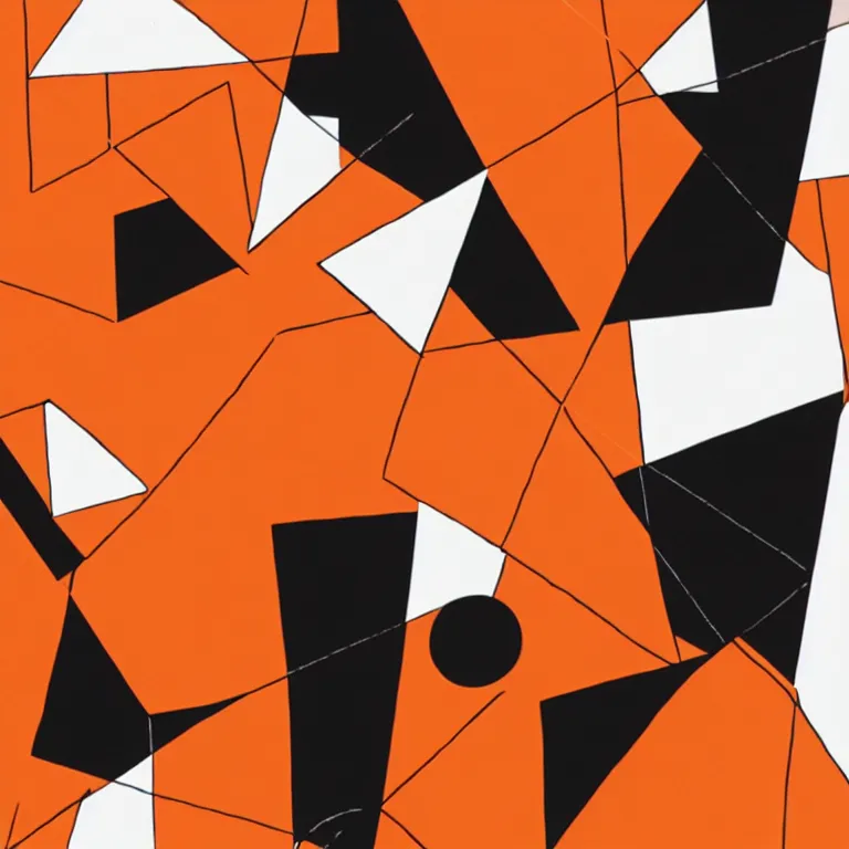 Prompt: simple cubism graphic illustration, newsletter from the future, basic shapes, orange white and black, clean edges