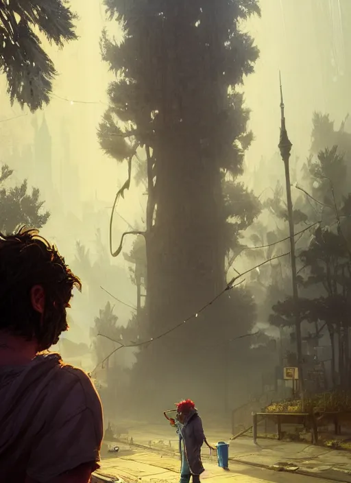 Image similar to Highly detailed portrait of homeless and beaten up Shrek, in GTA V, Stephen Bliss, unreal engine, fantasy art by Greg Rutkowski, Loish, Rhads, ferdinand knab, Makoto Shinkai and Lois van baarle, ilya kuvshinov, rossdraws, Tom Bagshaw, global illumination, radiant light, detailed and intricate environment