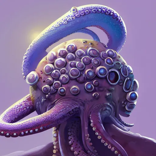 Image similar to Portrait of an Ilithid from dungeons and dragons, a creature with octopus face with tentacles instead of beard and an antropomorphic body, mattepainting concept Blizzard pixar maya engine on stylized background splash comics global illumination lighting artstation lois van baarle, ilya kuvshinov, rossdraws