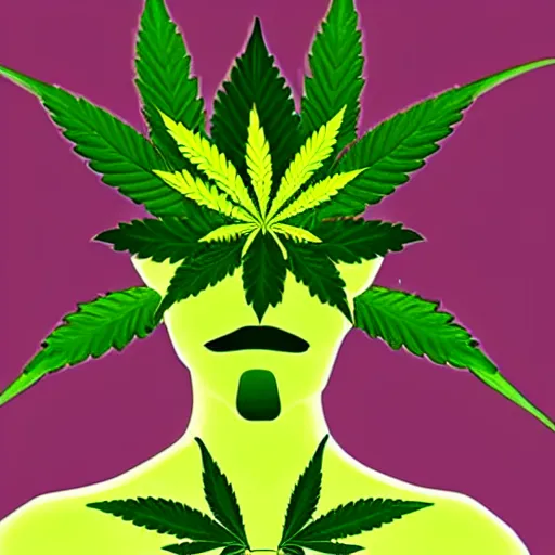 Prompt: the embodiment of cannabis, the incarnation of cannabis, the avatar of cannabis, the face of cannabis, the human form of cannabis