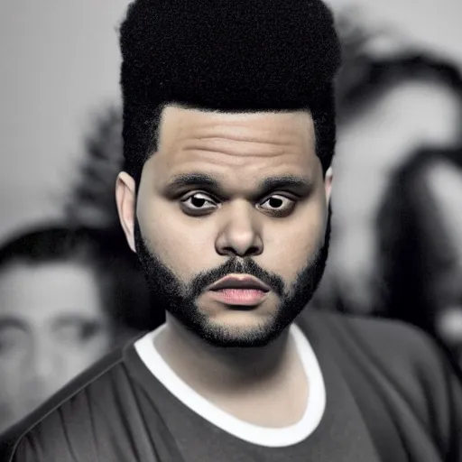 Prompt: The Weeknd photographed in a paparazzi style shot, in the style of Claude Monet