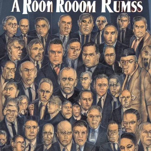 Prompt: a room full of criminals