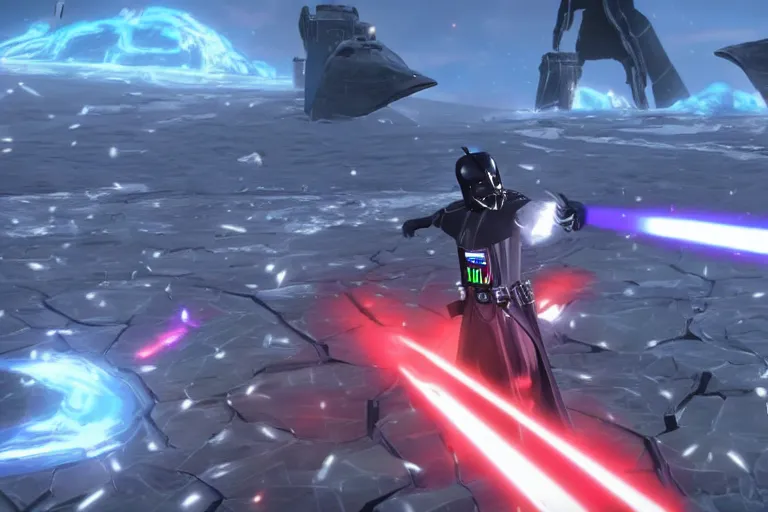 Prompt: Screenshot from Darth vader in Xenoblade Chronicles 2