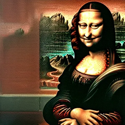 Image similar to The MonaLisa Taking a smartphone selfie