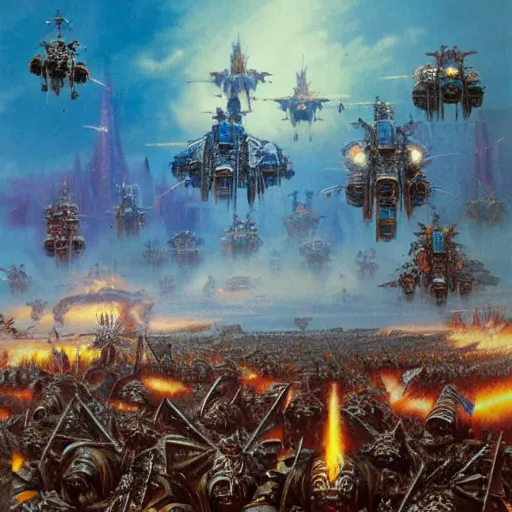 Image similar to warhammer 4 0 k battle by bruce pennington