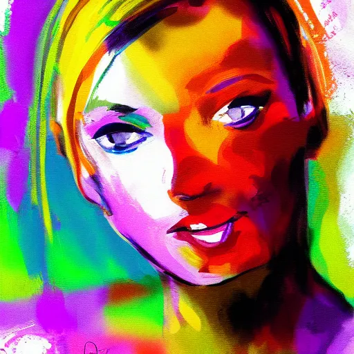 Prompt: A speed painting of a woman, vivid colours