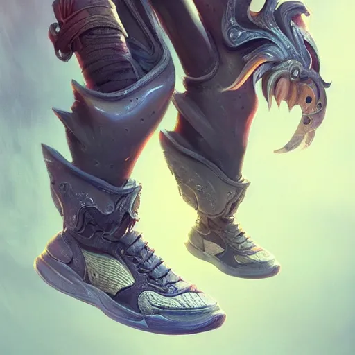 Image similar to painted sneakers, fantasy, intricate, elegant, highly detailed, digital painting, artstation, concept art, smooth, sharp focus, illustration, art by riot games - 1 0 2 4