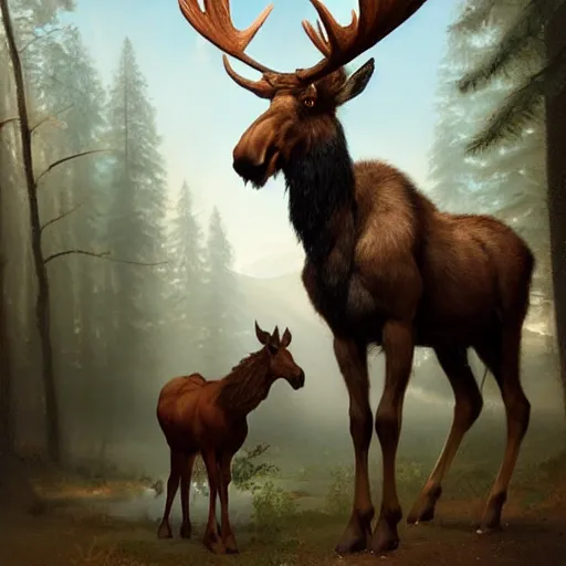 Prompt: moose centaur moose faun by greg rutkowski