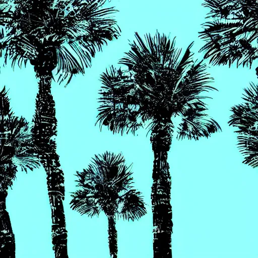 Image similar to palm trees by andy warhol, digital art, trending on artstation