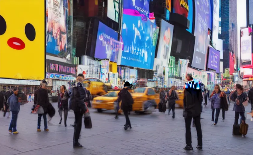 Prompt: 2d sad depressed emojis stock photo in Times Square, photograph