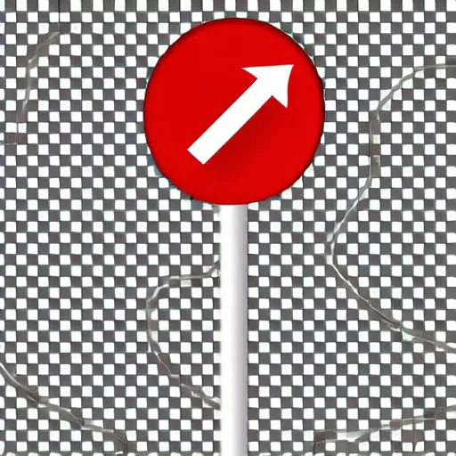 Prompt: curved red pointing arrow, clip art