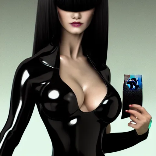 Prompt: a very detailed image of a replicant mistress in latex holding logitech mouse, trending on artstation