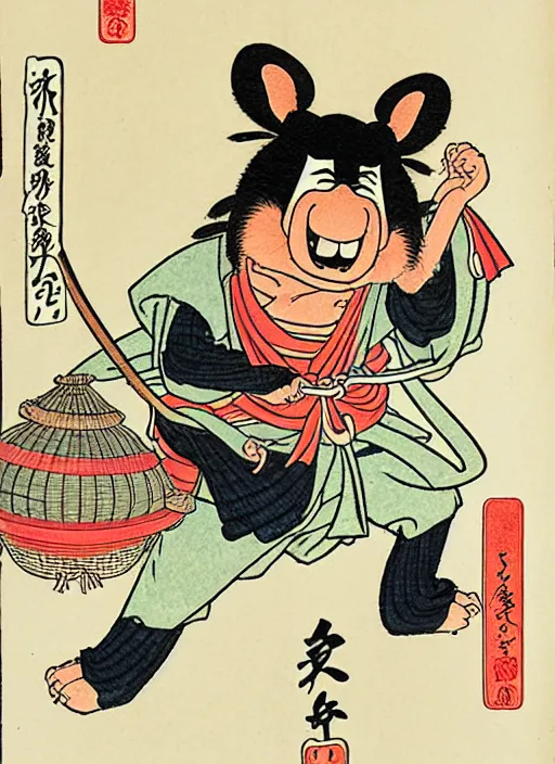 Prompt: alf as a yokai illustrated by kawanabe kyosai and toriyama sekien