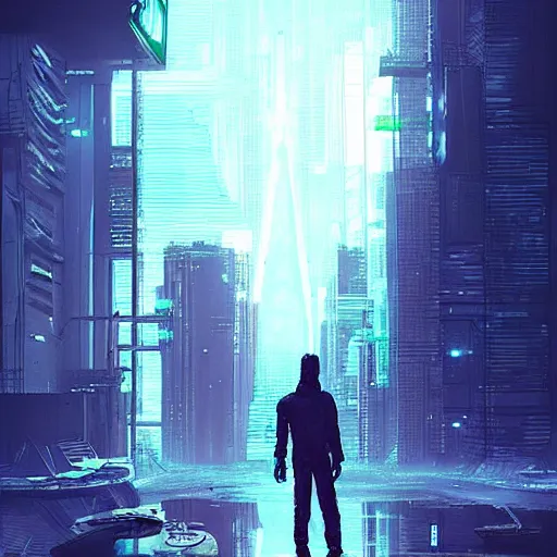 Prompt: “ man on the moon, cyberpunk art by vincent lefevre, behance contest winner, altermodern, cityscape, synthwave, matte painting ”