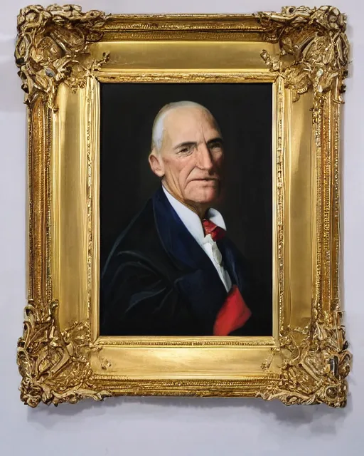 Image similar to facial portrait of the united states president, an ugly 7 8 year old kobe bryant, resolute desk, 1 8 4 8, oil on canvas by william sidney mount, trending on artstation, national archives