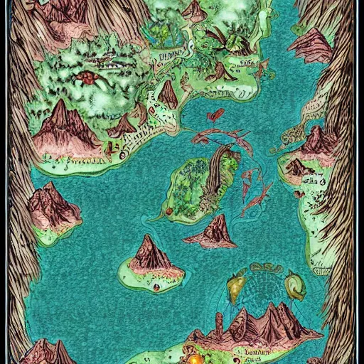 Prompt: Map of an imaginary fantasy land