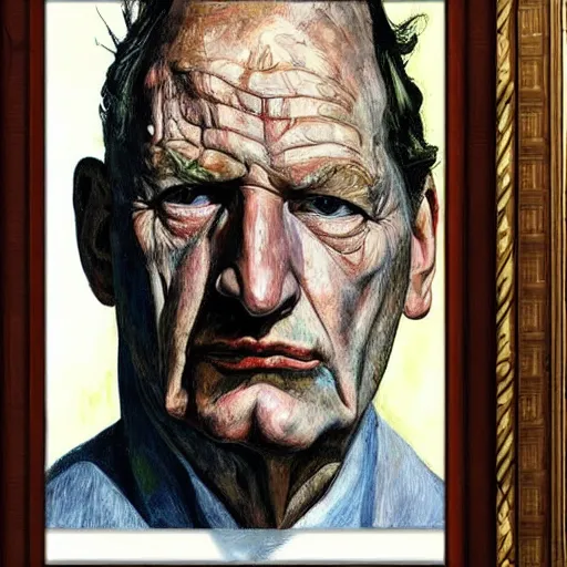 Image similar to high quality high detail painting by lucian freud, hd, portrait of batman