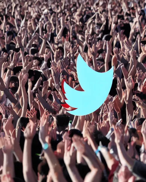 Image similar to stock photo of people worshipping the twitter logo,