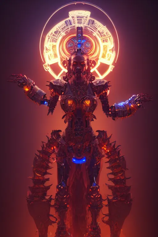 Prompt: diablo action game robot shaman by artgerm, alphonse mucha, cgsociety and beeple highly detailed, cinematic lighting, illustration, art, octane render, unreal engine lumen, very coherent. cinematic, hyper realism, high detail, octane render, 8 k