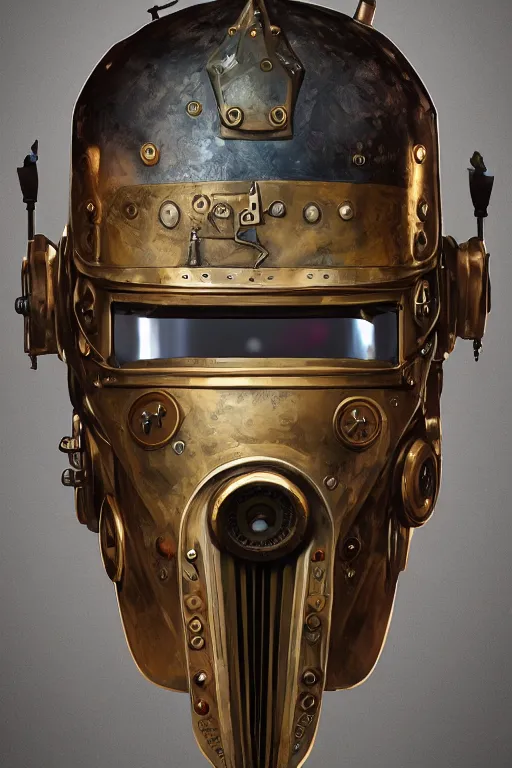 Image similar to steampunk helmet fantasy art mask robot ninja stylized digital illustration sharp focus, elegant intricate digital painting artstation concept art global illumination ray tracing advanced technology chaykin howard and campionpascale and cooke darwyn and davis jack