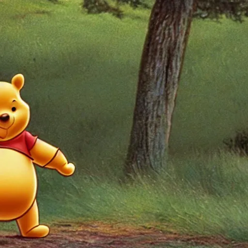 Image similar to A still of Winne the Pooh as Keanu Reeves