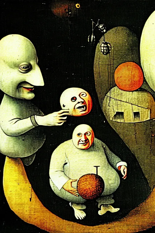 Image similar to hieronymus bosch painting of humpty dumpty