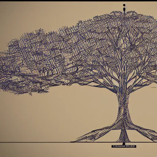 Image similar to blueprint of a robotic tree